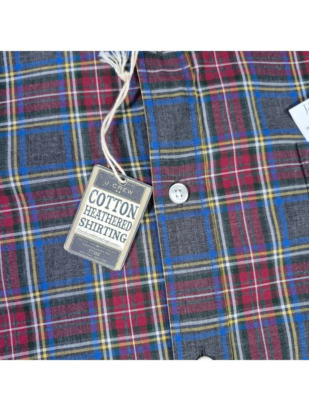 NWT J. Crew Heathered Cotton Long Sleeve Shirt Sz XL Plaid Button Collar